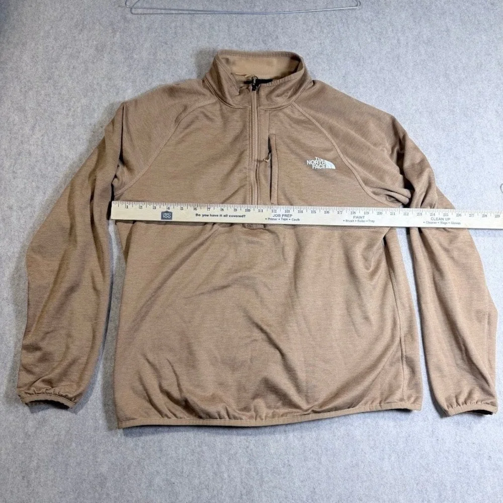 The North Face Pullover L Tan Polyester Fleece 1/4 Zip Pocket Hiking Outdoor